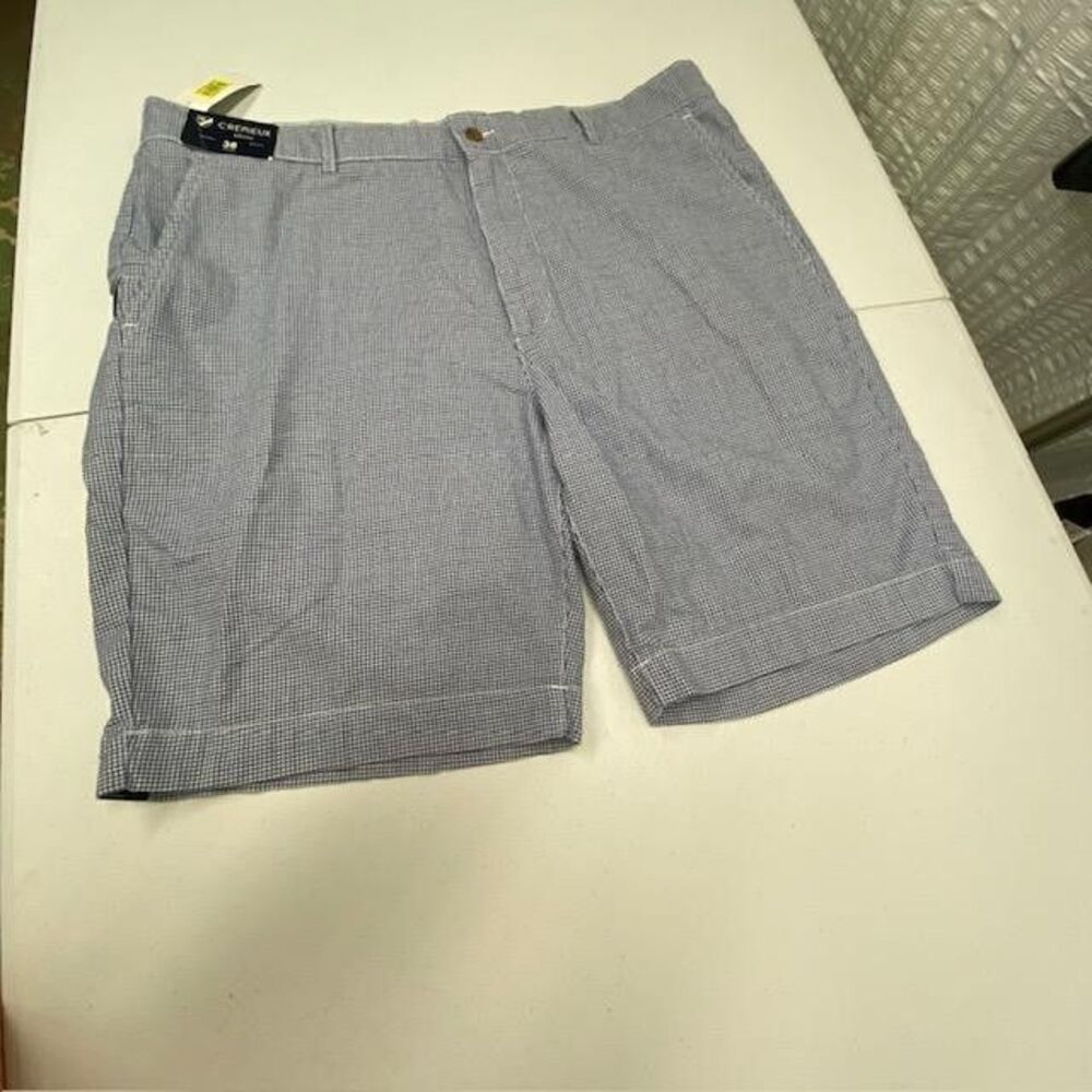 Cremieux Mens Shorts 38 NWT Blue White Houndstooth 100% Cotton Media Pocket